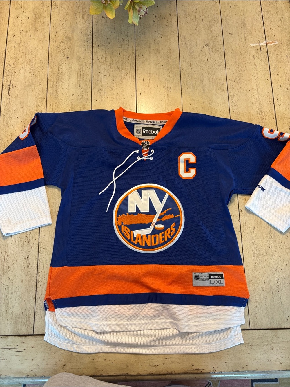 Reebok Blue & Orange New York Islanders Captain Hockey Jersey